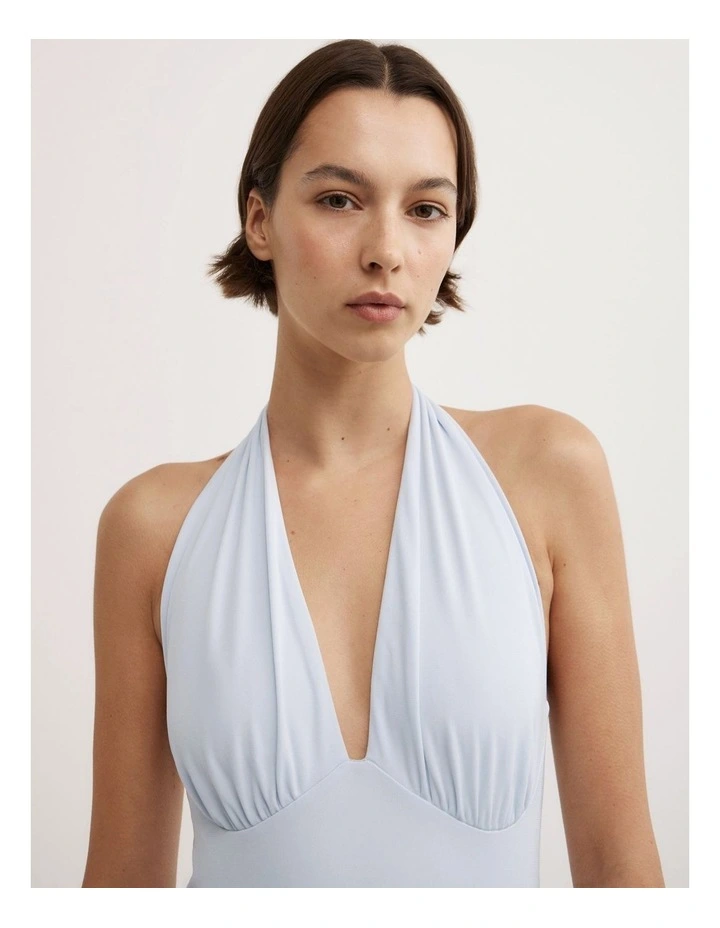 Halterneck Bodysuit in Blue Air image 3