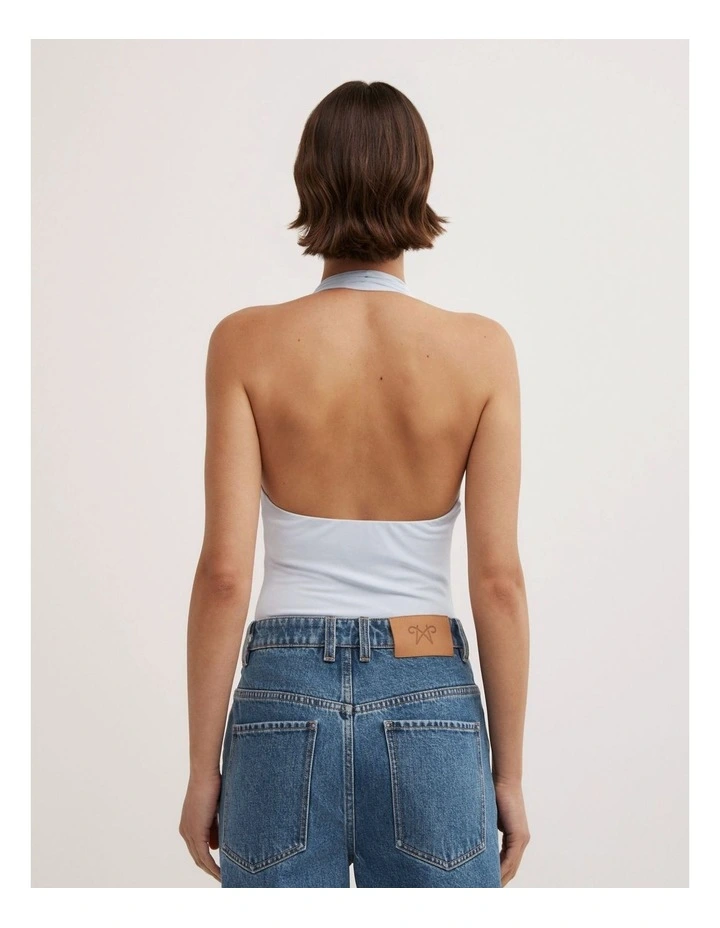 Halterneck Bodysuit in Blue Air image 4