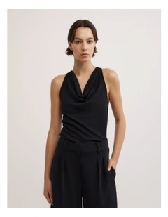 Cowl Neck Tank Top in Black