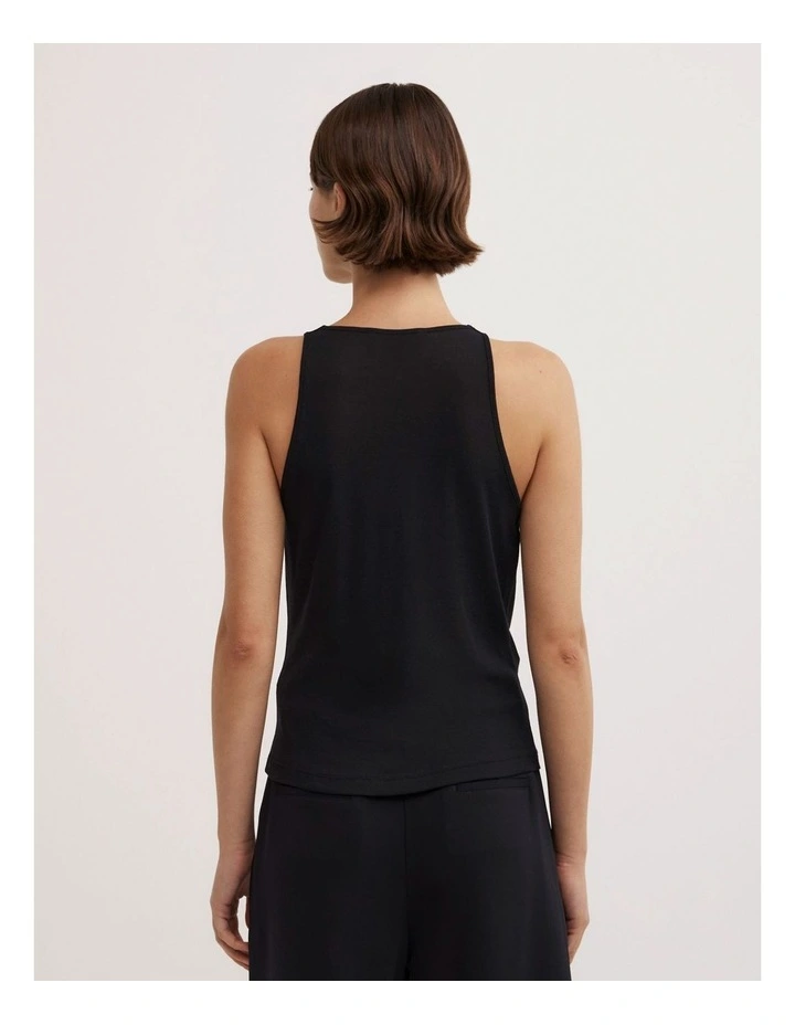 Cowl Neck Tank Top in Black image 4