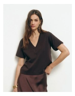 V Neck T-shirt in Espresso