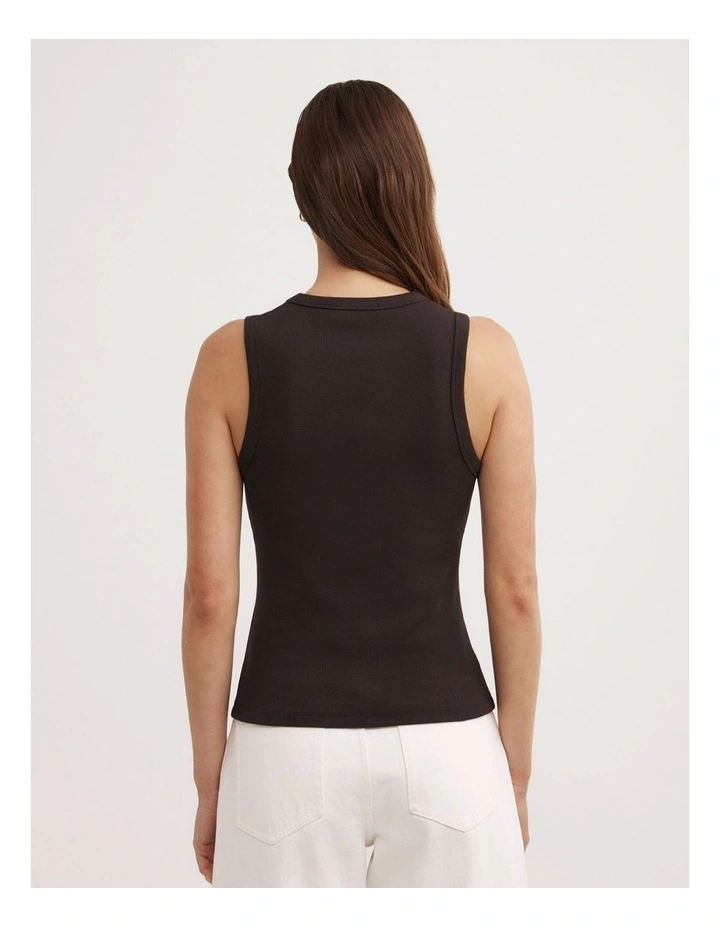 Crew Rib Tank Top in Espresso image 4