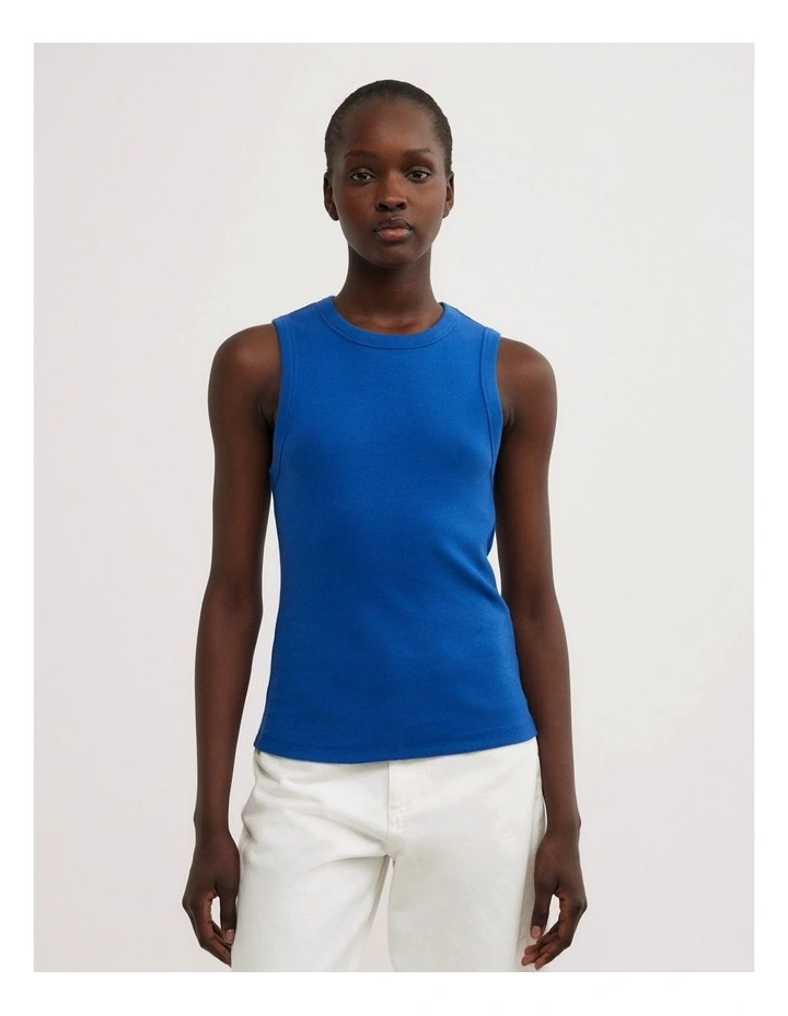 Crew Rib Tank Top in Cobalt image 1