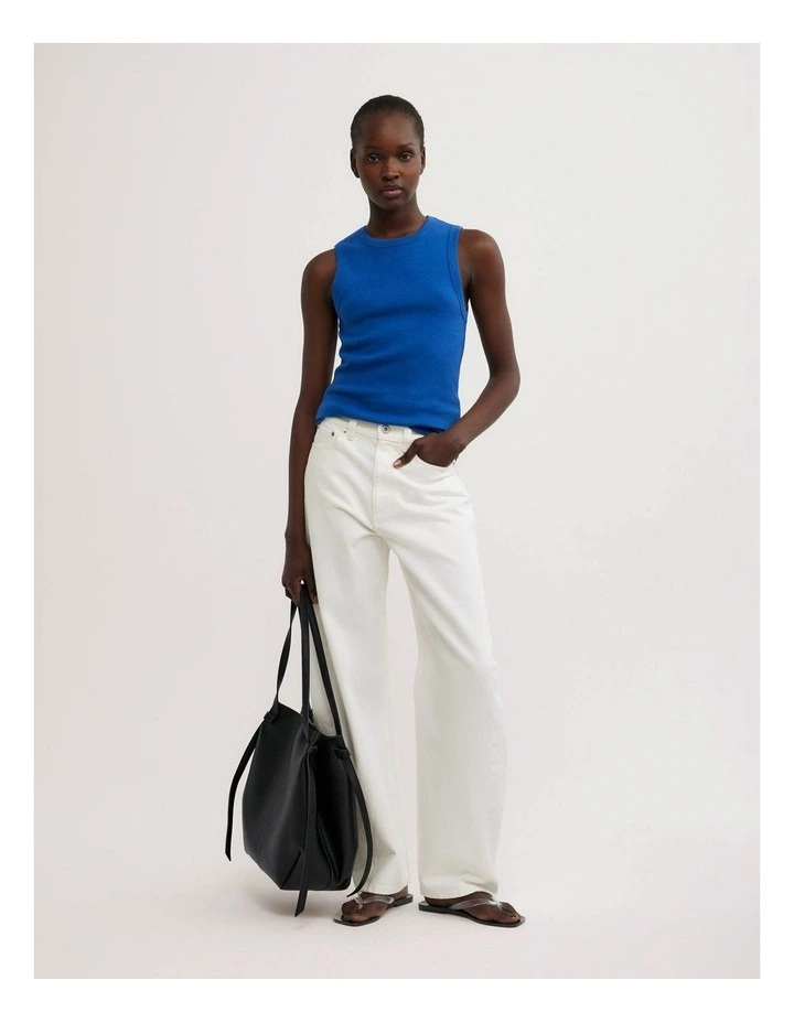 Crew Rib Tank Top in Cobalt image 2