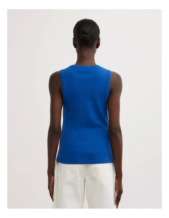 Crew Rib Tank Top in Cobalt image 5