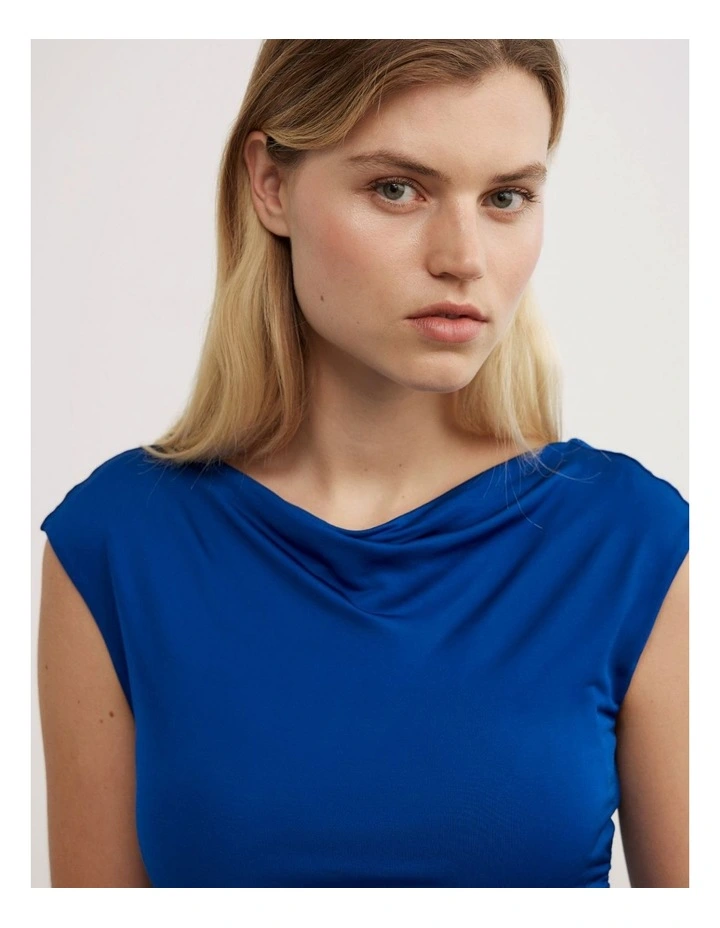Draped Jersey T-shirt in Cobalt image 3