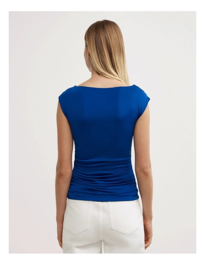 Draped Jersey T-shirt in Cobalt image 4