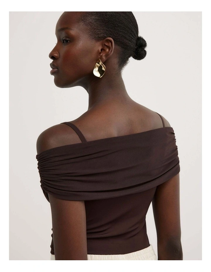 Off Shoulder Bodysuit in Espresso image 4
