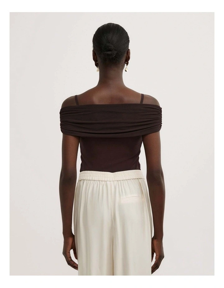Off Shoulder Bodysuit in Espresso image 5