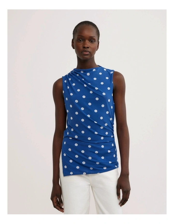 Asymmetric Mesh Tank Top in Cobalt Spot image 1
