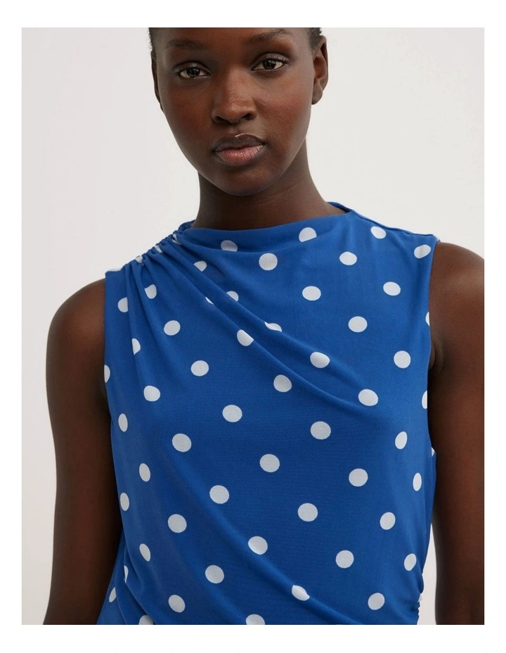Asymmetric Mesh Tank Top in Cobalt Spot image 3