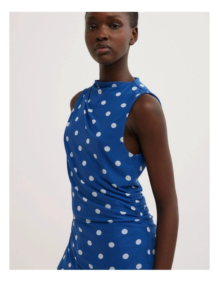 Asymmetric Mesh Tank Top in Cobalt Spot image 4