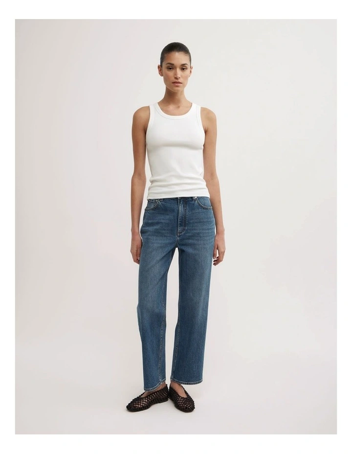 Seam Detail Rib Tank Top in Fresh White image 2