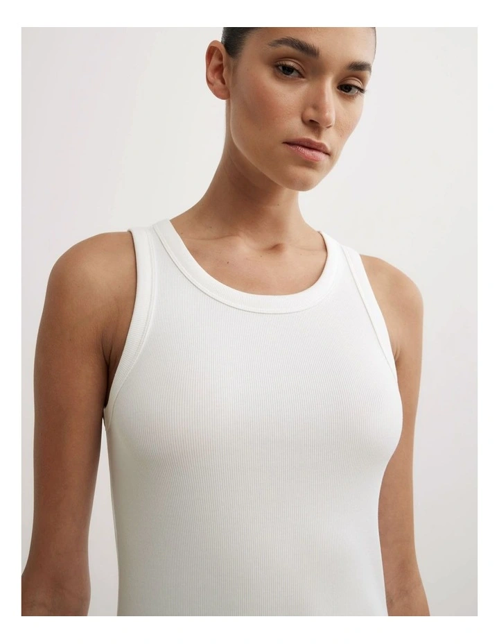 Seam Detail Rib Tank Top in Fresh White image 3