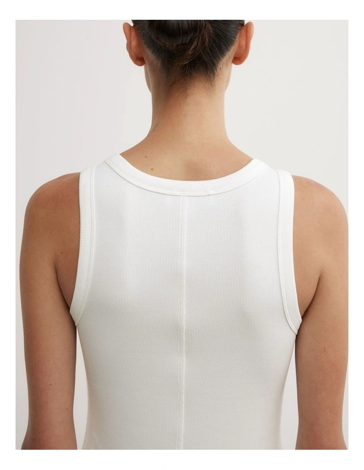 Seam Detail Rib Tank Top in Fresh White image 4
