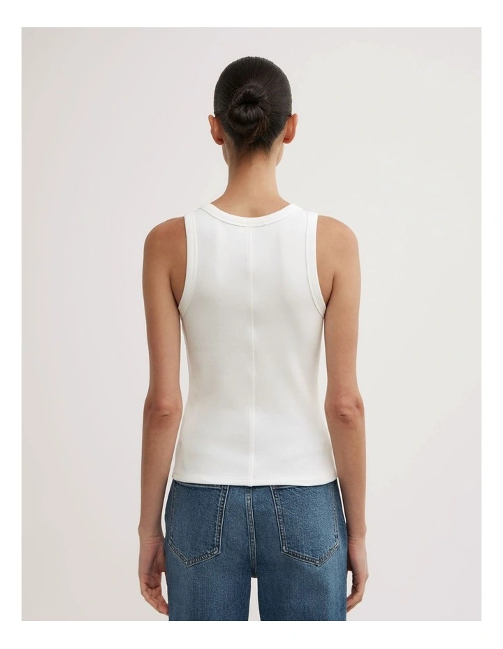 Seam Detail Rib Tank Top in Fresh White image 5