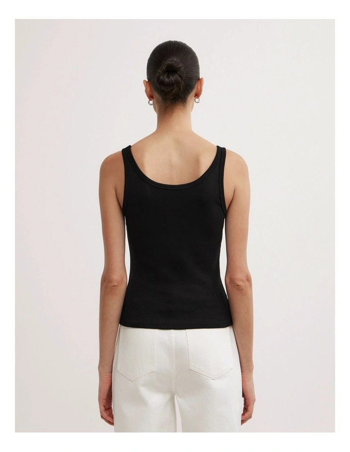 Fine Scoop Neck Tank Top in Black image 5