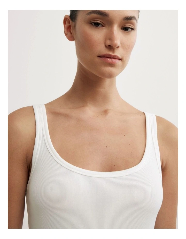 Fine Scoop Neck Tank Top in Fresh White image 3