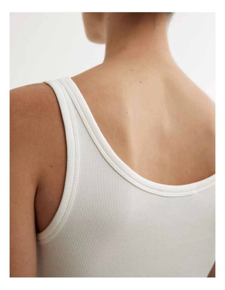 Fine Scoop Neck Tank Top in Fresh White image 4