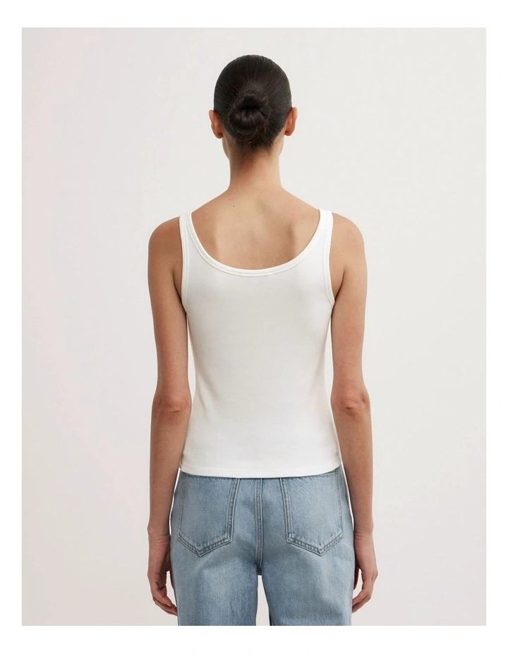 Fine Scoop Neck Tank Top in Fresh White image 5