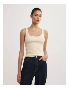Fine Scoop Neck Tank Top in Butter