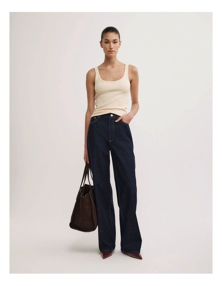 Fine Scoop Neck Tank Top in Butter image 2