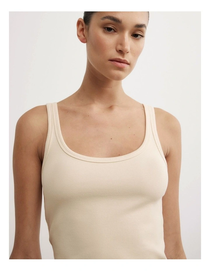 Fine Scoop Neck Tank Top in Butter image 3