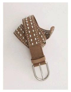Riley Studded Belt in Walnut