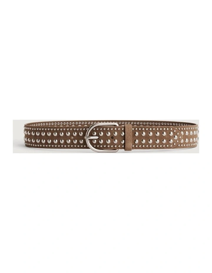 Riley Studded Belt in Walnut image 3