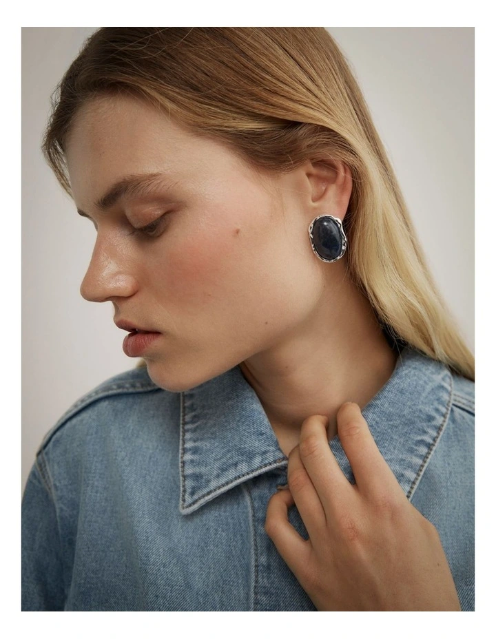 Frankie Stud Earrings in Silver image 2