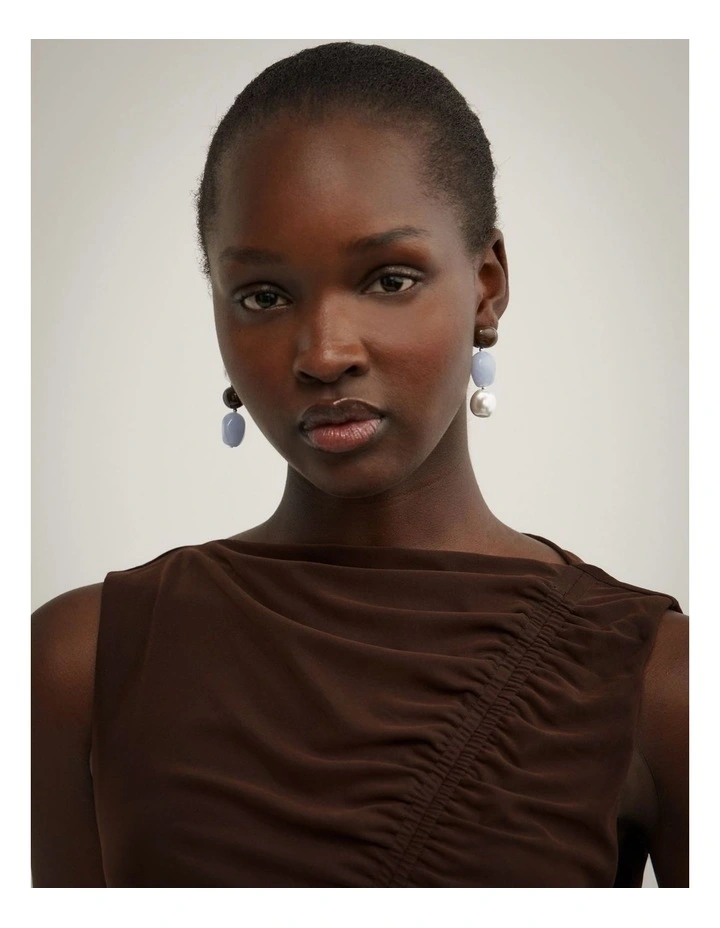 Kyla Drop Earrings in Light Blue image 2