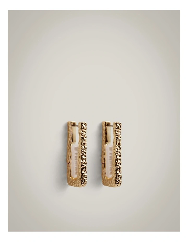 Sage Pearl Hoop Earrings in Gold image 1