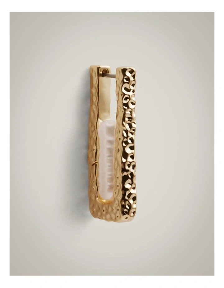 Sage Pearl Hoop Earrings in Gold image 3