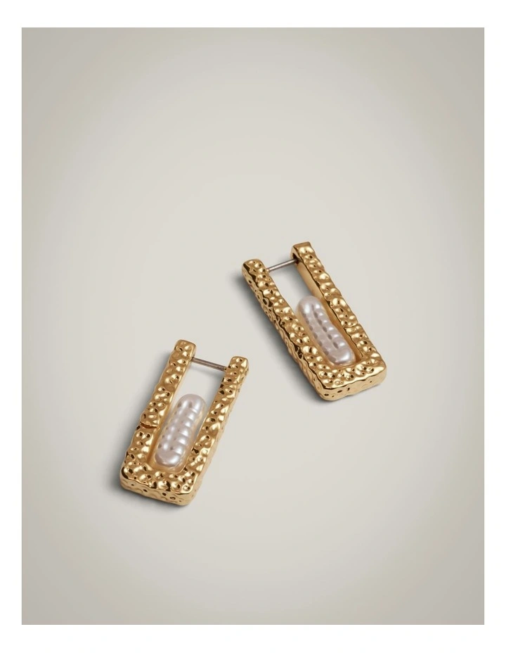 Sage Pearl Hoop Earrings in Gold image 4