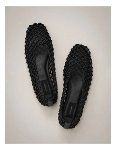 Hazel Woven Flats in Black
