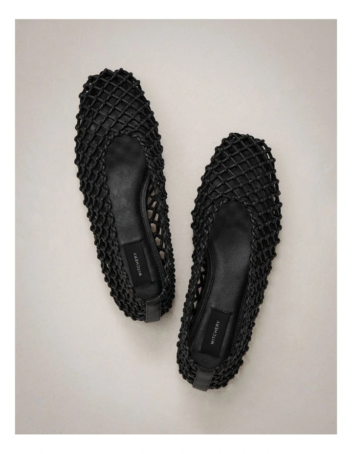 Hazel Woven Flats in Black image 1