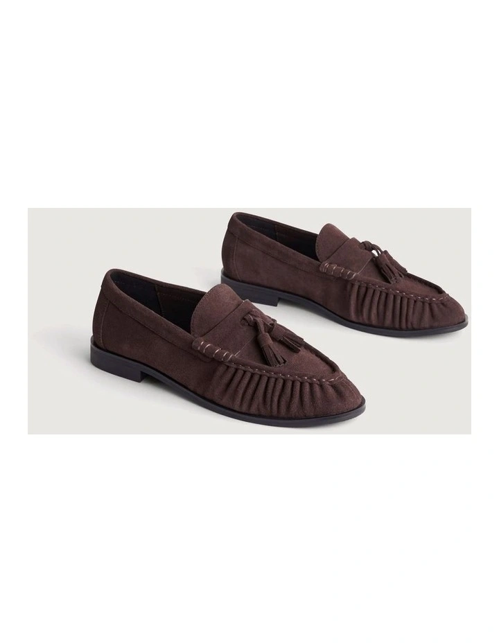 Zoe Suede Mule Loafers in Fig image 3
