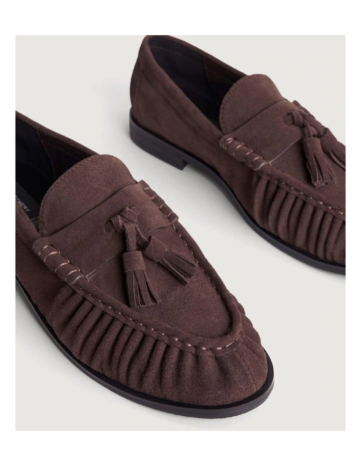 Zoe Suede Mule Loafers in Fig image 4