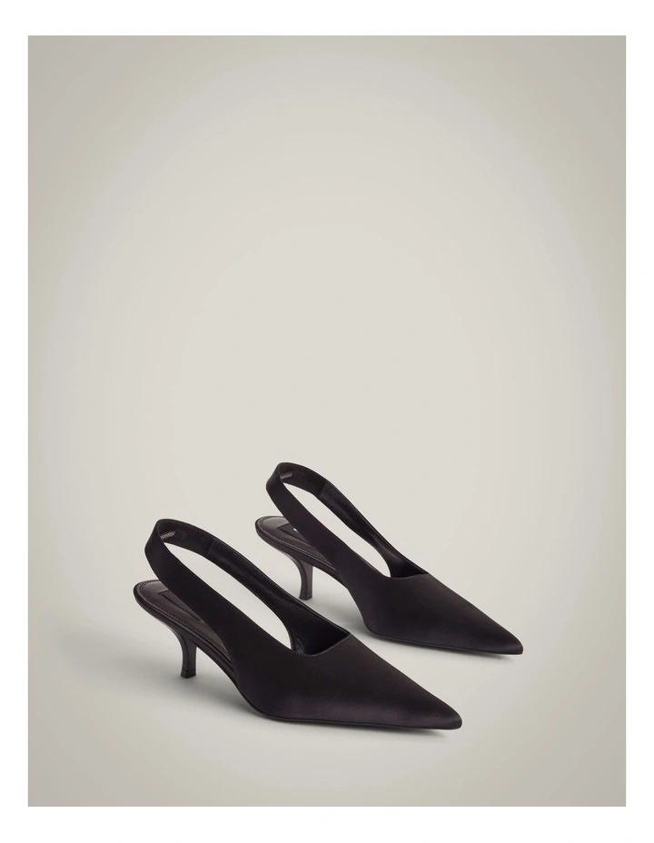 Fleur Satin Heels in Black image 3