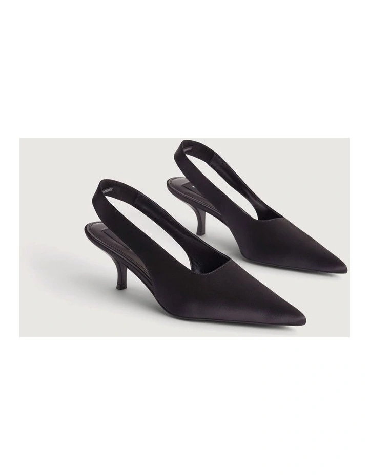 Fleur Satin Heels in Black image 3