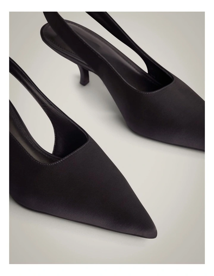 Fleur Satin Heels in Black image 4