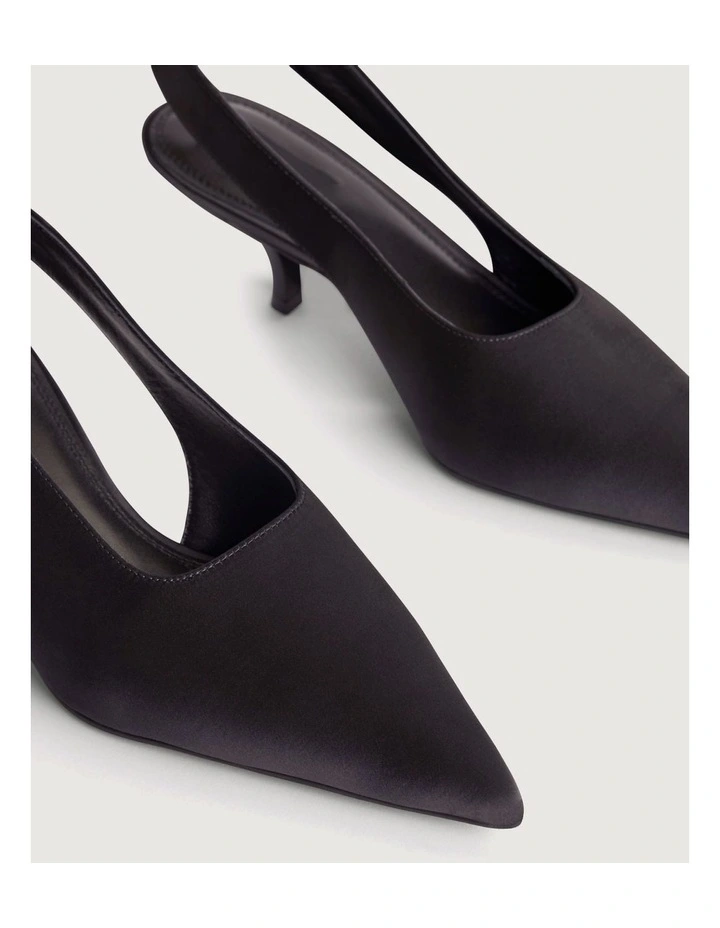 Fleur Satin Heels in Black image 4