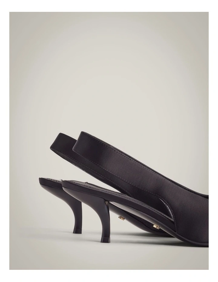 Fleur Satin Heels in Black image 5