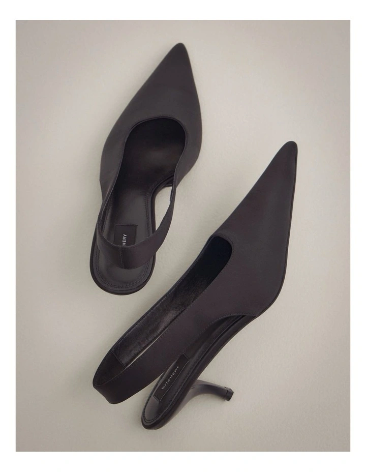 Fleur Satin Heels in Black image 6