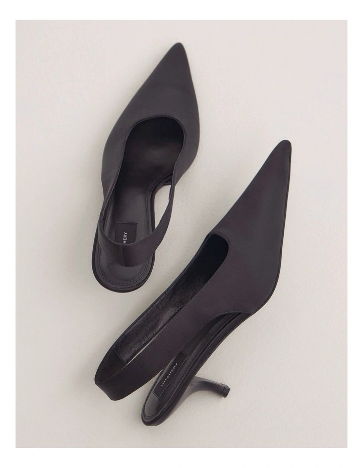 Fleur Satin Heels in Black image 6