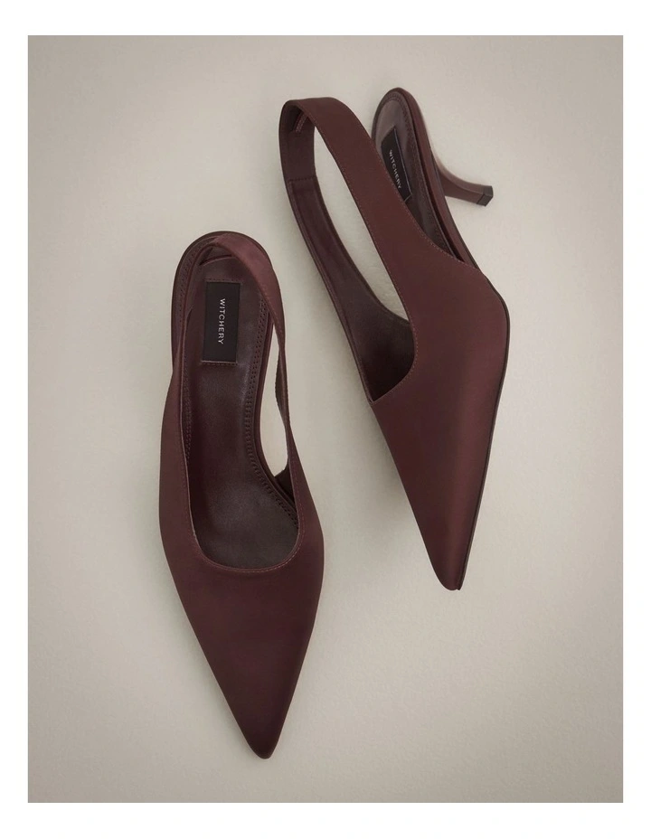 Fleur Satin Heels in Bitter Chocolate image 1