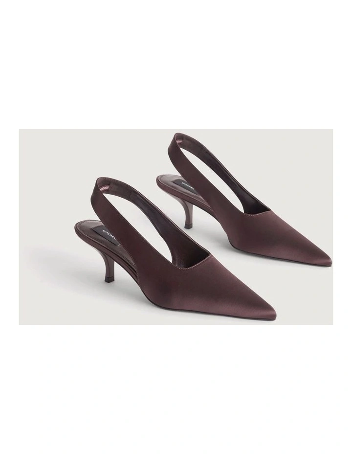Fleur Satin Heels in Bitter Chocolate image 3