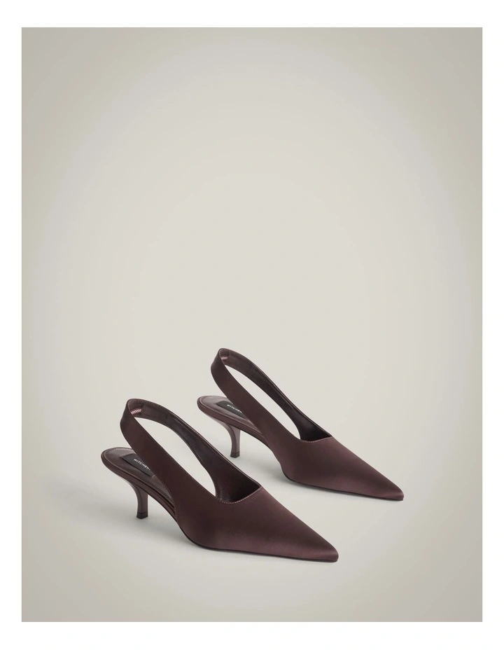 Fleur Satin Heels in Bitter Chocolate image 4