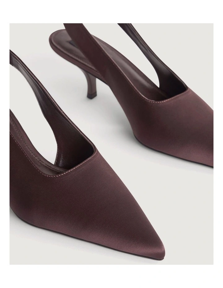 Fleur Satin Heels in Bitter Chocolate image 4