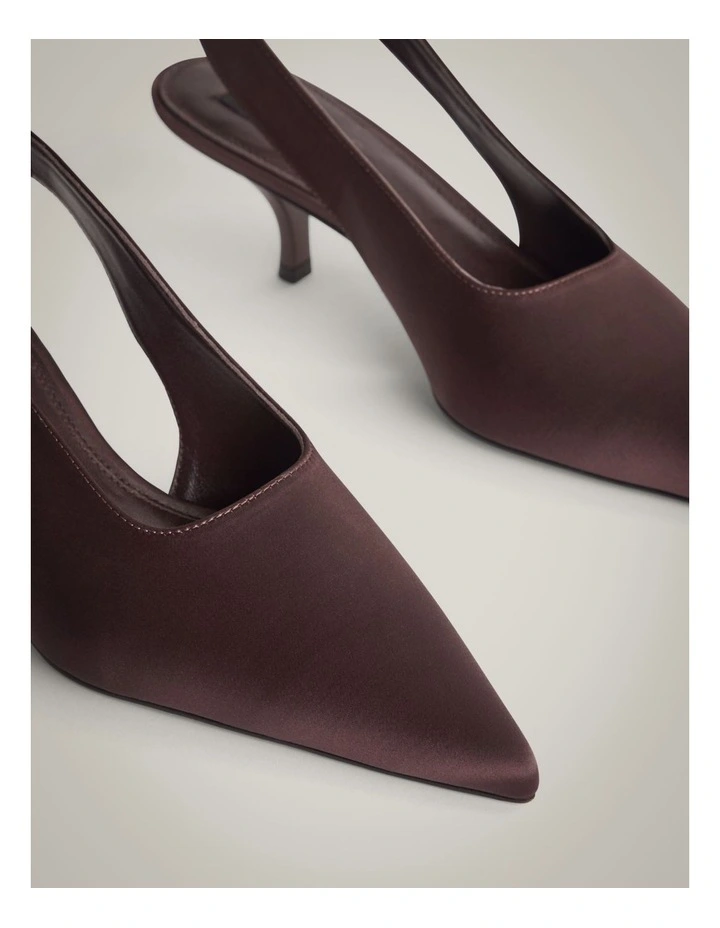Fleur Satin Heels in Bitter Chocolate image 5